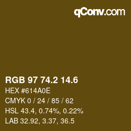 カラーコード: RGB 97 74.2 14.6 | qconv.com
