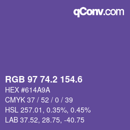 カラーコード: RGB 97 74.2 154.6 | qconv.com