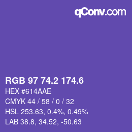 カラーコード: RGB 97 74.2 174.6 | qconv.com