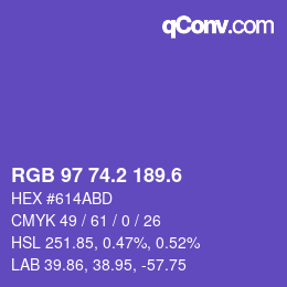 カラーコード: RGB 97 74.2 189.6 | qconv.com
