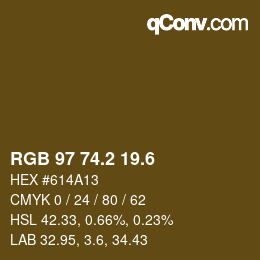 カラーコード: RGB 97 74.2 19.6 | qconv.com