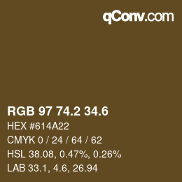 カラーコード: RGB 97 74.2 34.6 | qconv.com