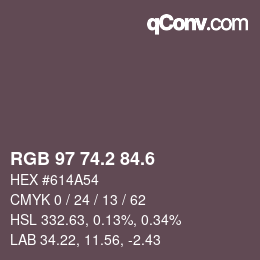 カラーコード: RGB 97 74.2 84.6 | qconv.com