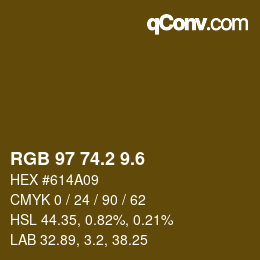 カラーコード: RGB 97 74.2 9.6 | qconv.com