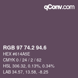 カラーコード: RGB 97 74.2 94.6 | qconv.com
