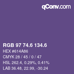 カラーコード: RGB 97 74.6 134.6 | qconv.com