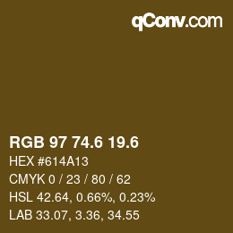 カラーコード: RGB 97 74.6 19.6 | qconv.com