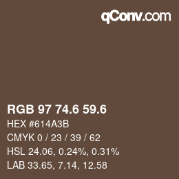カラーコード: RGB 97 74.6 59.6 | qconv.com