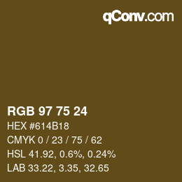 カラーコード: RGB 97 75 24 | qconv.com