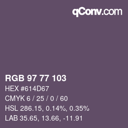 Farbcode: RGB 97 77 103 | qconv.com