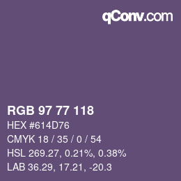 颜色代码: RGB 97 77 118 | qconv.com