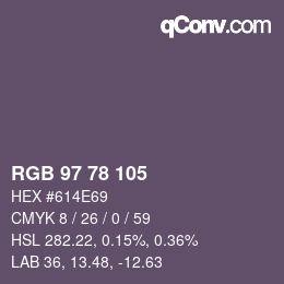 Color code: RGB 97 78 105 | qconv.com