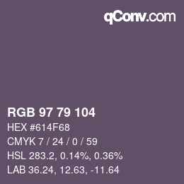 カラーコード: RGB 97 79 104 | qconv.com
