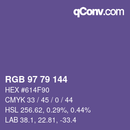 カラーコード: RGB 97 79 144 | qconv.com