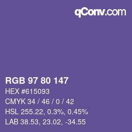 Code couleur: RGB 97 80 147 | qconv.com
