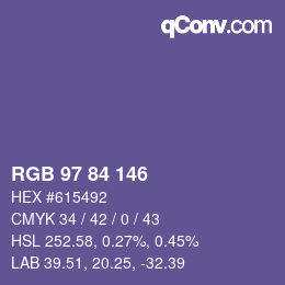 Farbcode: RGB 97 84 146 | qconv.com