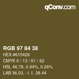 Color code: RGB 97 84 38 | qconv.com