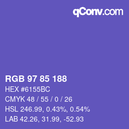 Color code: RGB 97 85 188 | qconv.com
