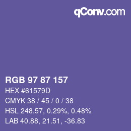 カラーコード: RGB 97 87 157 | qconv.com