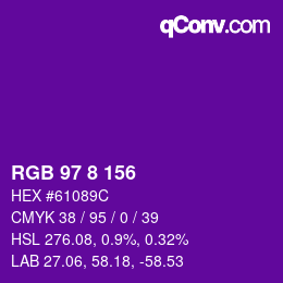 Color code: RGB 97 8 156 | qconv.com