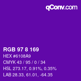 Color code: RGB 97 8 169 | qconv.com