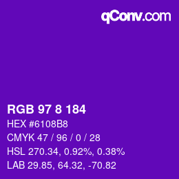 カラーコード: RGB 97 8 184 | qconv.com