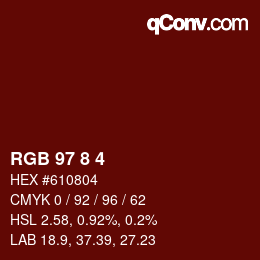 カラーコード: RGB 97 8 4 | qconv.com