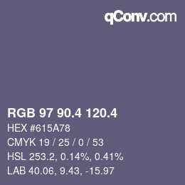 カラーコード: RGB 97 90.4 120.4 | qconv.com