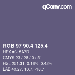 カラーコード: RGB 97 90.4 125.4 | qconv.com