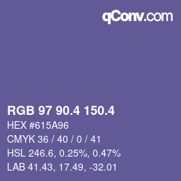カラーコード: RGB 97 90.4 150.4 | qconv.com