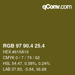 カラーコード: RGB 97 90.4 25.4 | qconv.com