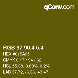 カラーコード: RGB 97 90.4 5.4 | qconv.com