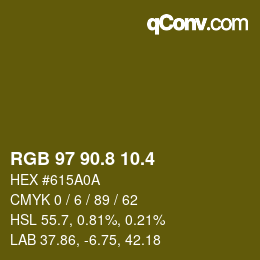 カラーコード: RGB 97 90.8 10.4 | qconv.com