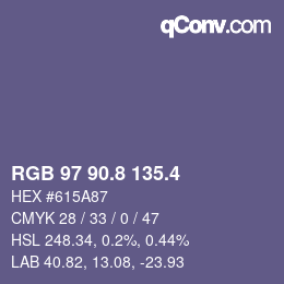 カラーコード: RGB 97 90.8 135.4 | qconv.com
