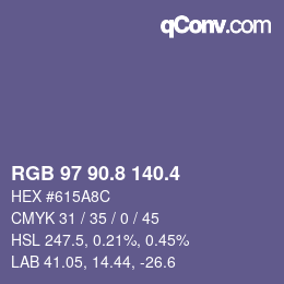 カラーコード: RGB 97 90.8 140.4 | qconv.com