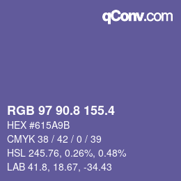 カラーコード: RGB 97 90.8 155.4 | qconv.com