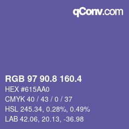 カラーコード: RGB 97 90.8 160.4 | qconv.com