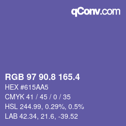 カラーコード: RGB 97 90.8 165.4 | qconv.com