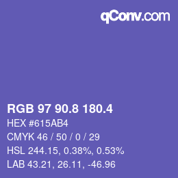 カラーコード: RGB 97 90.8 180.4 | qconv.com
