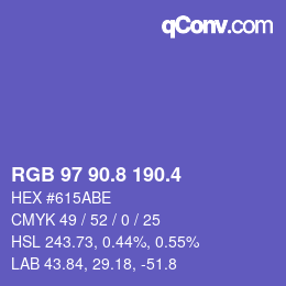 カラーコード: RGB 97 90.8 190.4 | qconv.com
