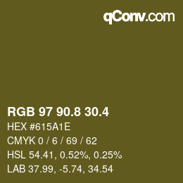 カラーコード: RGB 97 90.8 30.4 | qconv.com