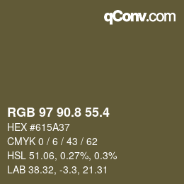 カラーコード: RGB 97 90.8 55.4 | qconv.com