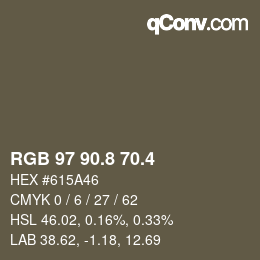 カラーコード: RGB 97 90.8 70.4 | qconv.com