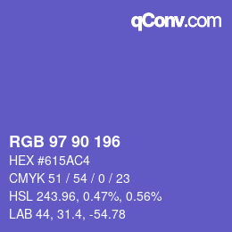 Color code: RGB 97 90 196 | qconv.com