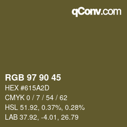颜色代码: RGB 97 90 45 | qconv.com