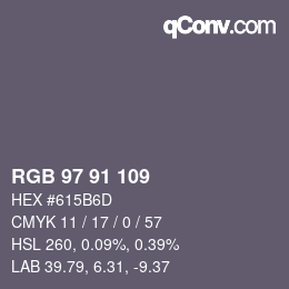カラーコード: RGB 97 91 109 | qconv.com