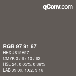 Farbcode: RGB 97 91 87 | qconv.com
