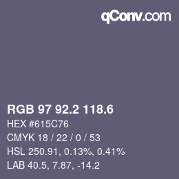カラーコード: RGB 97 92.2 118.6 | qconv.com