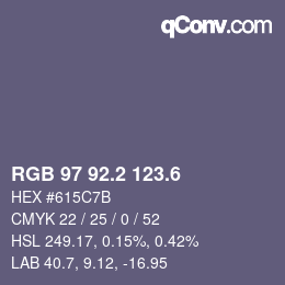 カラーコード: RGB 97 92.2 123.6 | qconv.com