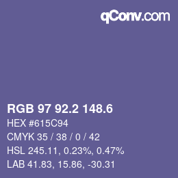 カラーコード: RGB 97 92.2 148.6 | qconv.com